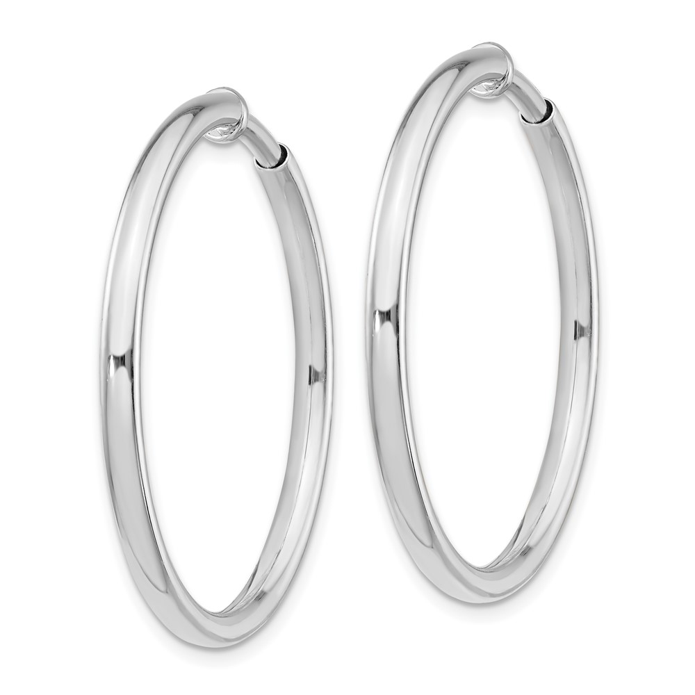 Sterling Silver RH-plated 2.5x37mm Non-Pierced Round Hoop Earrings (QE8553)