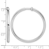 Sterling Silver RH-plated 2.5x 37mm Non-Pierced Round Hoop Earrings view 4