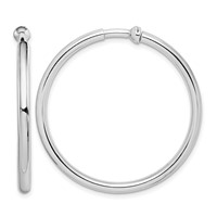 Sterling Silver RH-plated 2.5x 37mm Non-Pierced Round Hoop Earrings view 1