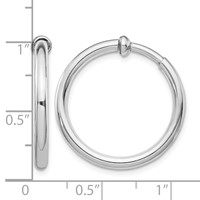Sterling Silver RH-plated 2.5x25mm Non-Pierced Round Hoop Earrings view 4
