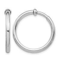 Sterling Silver RH-plated 2.5x25mm Non-Pierced Round Hoop Earrings view 1