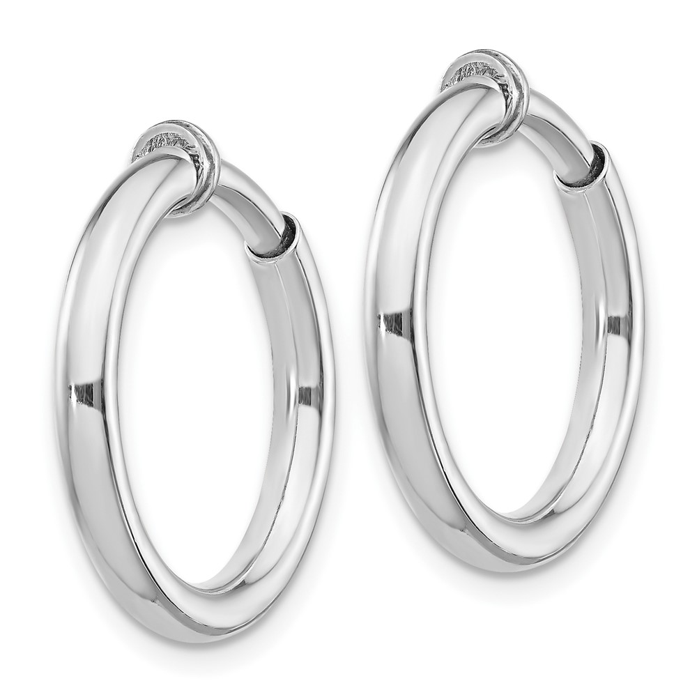 Sterling Silver RH-plated 2.5x20mm Non-Pierced Round Hoop Earrings (QE8556)