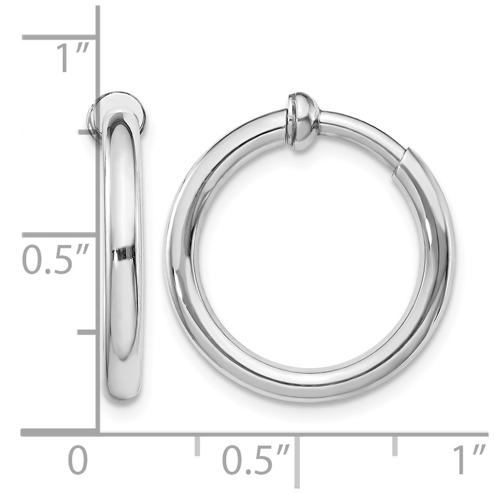 Sterling Silver RH-plated 2.5x20mm Non-Pierced Round Hoop Earrings (QE8556)