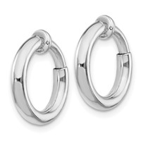 Sterling Silver RH-plated 2.5x 14mm Non-Pierced Round Hoop Earrings view 2