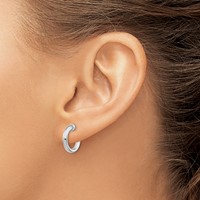 Sterling Silver RH-plated 2.5x 14mm Non-Pierced Round Hoop Earrings view 3