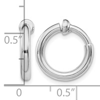 Sterling Silver RH-plated 2.5x 14mm Non-Pierced Round Hoop Earrings view 4