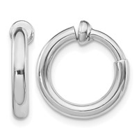 Sterling Silver RH-plated 2.5x 14mm Non-Pierced Round Hoop Earrings view 1
