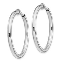 Sterling Silver RH-plated 3x 37mm Non-Pierced Round Hoop Earrings view 2