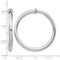 Sterling Silver RH-plated 3x 37mm Non-Pierced Round Hoop Earrings view 4