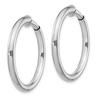 Sterling Silver RH-plated 3x31mm Non-Pierced Round Hoop Earrings view 2