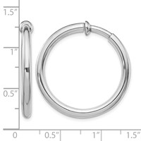 Sterling Silver RH-plated 3x31mm Non-Pierced Round Hoop Earrings view 4