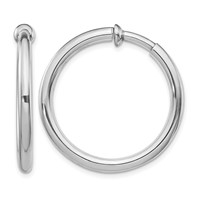 Sterling Silver RH-plated 3x31mm Non-Pierced Round Hoop Earrings view 1