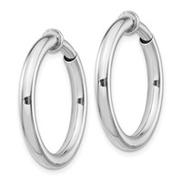 Sterling Silver RH-plated 3x 27mm Non-Pierced Round Hoop Earrings view 2