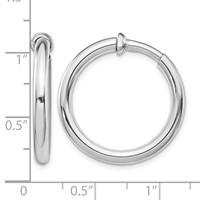 Sterling Silver RH-plated 3x 27mm Non-Pierced Round Hoop Earrings view 4