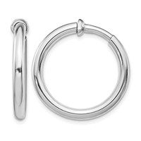 Sterling Silver RH-plated 3x 27mm Non-Pierced Round Hoop Earrings view 1