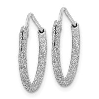 Sterling Silver Rhodium-plated Laser Cut 2mm Endless Hoop Earrings view 2