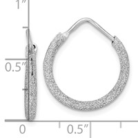Sterling Silver Rhodium-plated Laser Cut 2mm Endless Hoop Earrings view 4