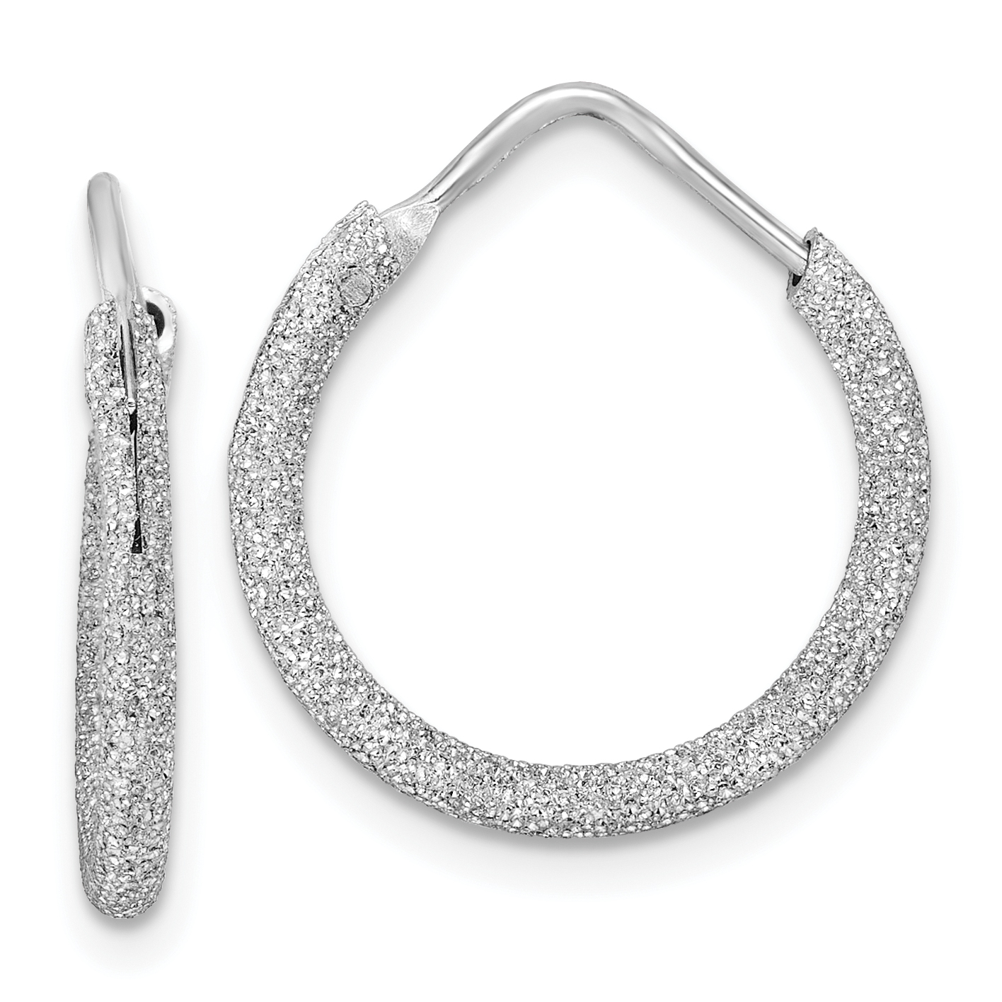 Sterling Silver Rhodium-plated Laser Cut 2mm Endless Hoop Earrings (QE8563)