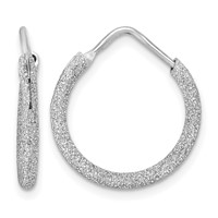 Sterling Silver Rhodium-plated Laser Cut 2mm Endless Hoop Earrings view 1