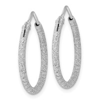 Sterling Silver Rhodium-plated Laser Cut 2mm Endless Hoop Earrings view 2