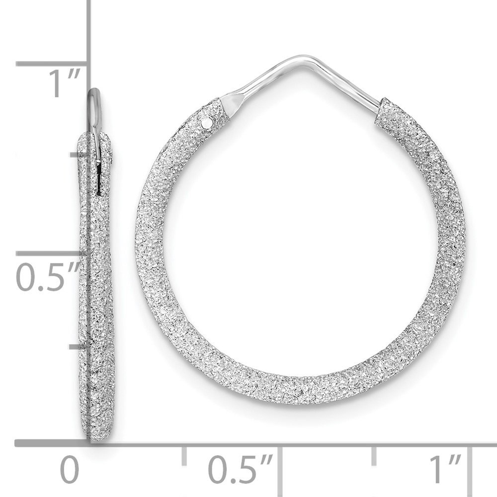 Sterling Silver Rhodium-plated Laser Cut 2mm Endless Hoop Earrings (QE8564)