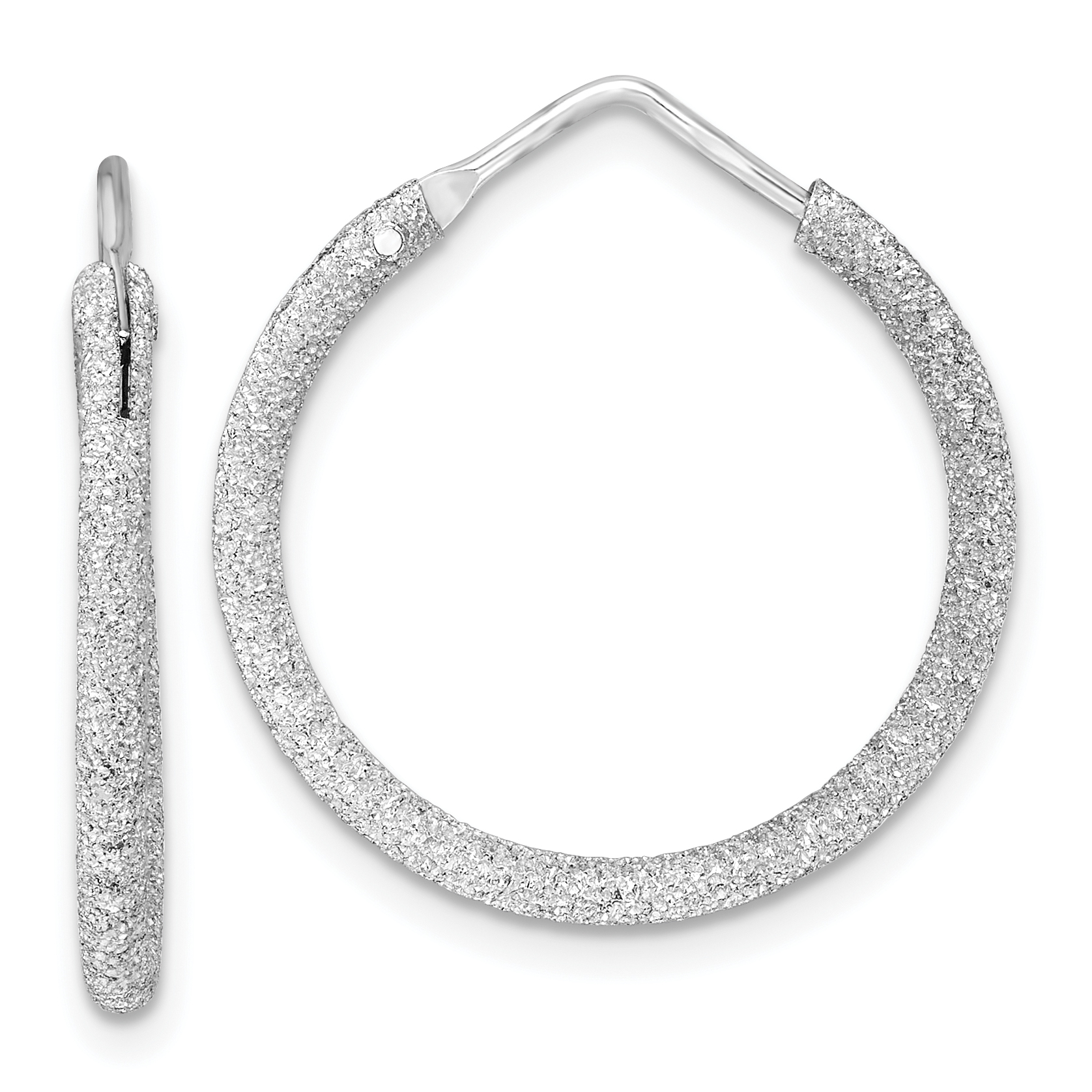 Sterling Silver Rhodium-plated Laser Cut 2mm Endless Hoop Earrings (QE8564)