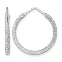 Sterling Silver Rhodium-plated Laser Cut 2mm Endless Hoop Earrings view 1