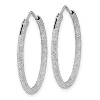 Sterling Silver Rhodium-plated Laser Cut 2mm Endless Hoop Earrings view 2