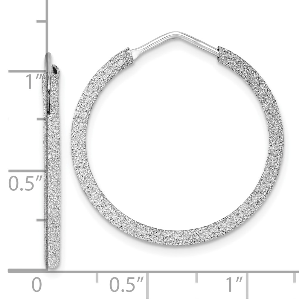 Sterling Silver Rhodium-plated Laser Cut 2mm Endless Hoop Earrings (QE8565)