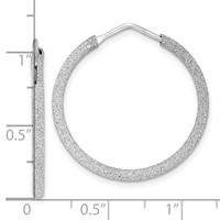 Sterling Silver Rhodium-plated Laser Cut 2mm Endless Hoop Earrings view 4