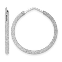 Sterling Silver Rhodium-plated Laser Cut 2mm Endless Hoop Earrings view 1
