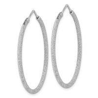 Sterling Silver Rhodium-plated Laser Cut 2mm Endless Hoop Earrings view 2