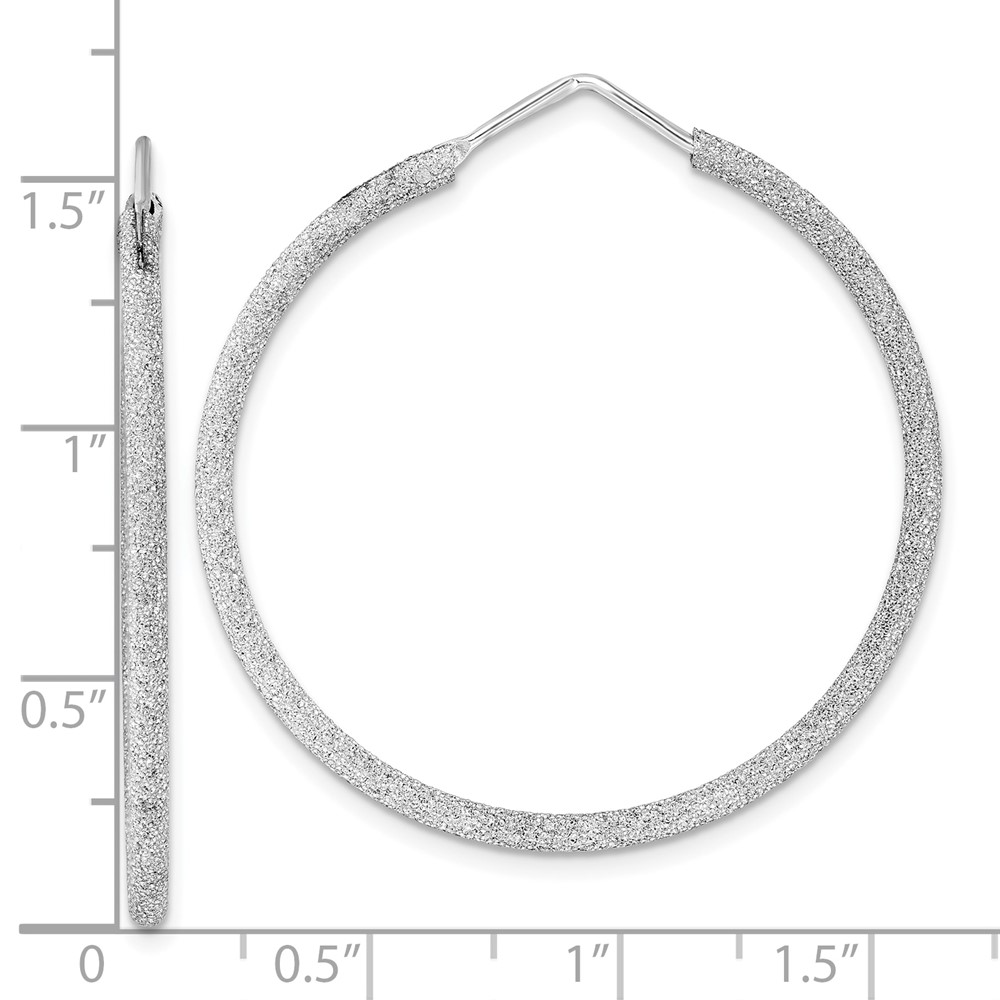 Sterling Silver Rhodium-plated Laser Cut 2mm Endless Hoop Earrings (QE8566)
