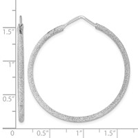 Sterling Silver Rhodium-plated Laser Cut 2mm Endless Hoop Earrings view 4