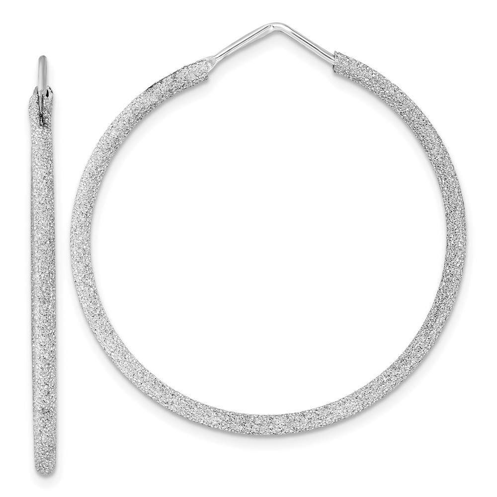 Sterling Silver Rhodium-plated Laser Cut 2mm Endless Hoop Earrings (QE8566)