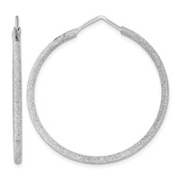 Sterling Silver Rhodium-plated Laser Cut 2mm Endless Hoop Earrings view 1