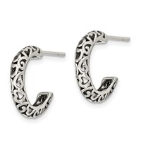Sterling Silver Antique Post Hoop Earrings view 2