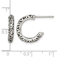 Sterling Silver Antique Post Hoop Earrings view 4