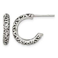 Sterling Silver Antique Post Hoop Earrings view 1