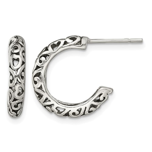 Sterling Silver Antique Post Hoop Earrings