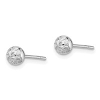Sterling Silver Rhodium Plated 5mm Diamond Cut Post Earrings view 2