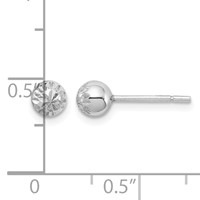Sterling Silver Rhodium Plated 5mm Diamond Cut Post Earrings view 4