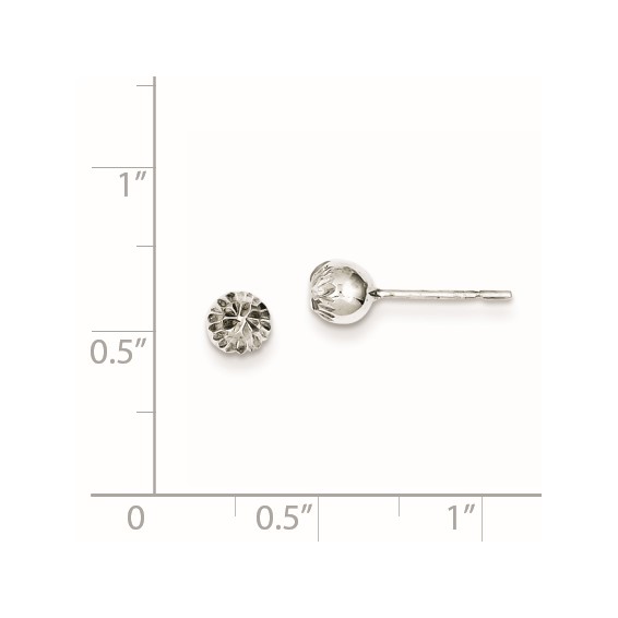 Sterling Silver Diamond-cut Ball Post Earrings
