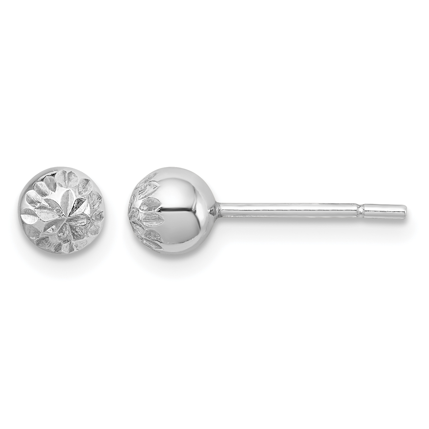 Sterling Silver Rhodium Plated 5mm Diamond Cut Post Earrings (QE8617)