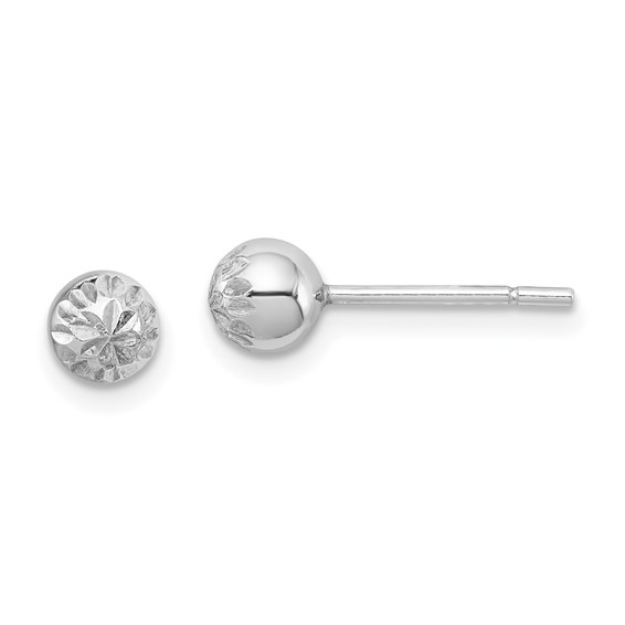 Sterling Silver Diamond-cut Ball Post Earrings