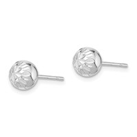 Sterling Silver Rhodium Plated 7mm Diamond Cut Post Earrings view 2