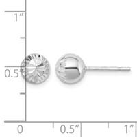 Sterling Silver Rhodium Plated 7mm Diamond Cut Post Earrings view 4