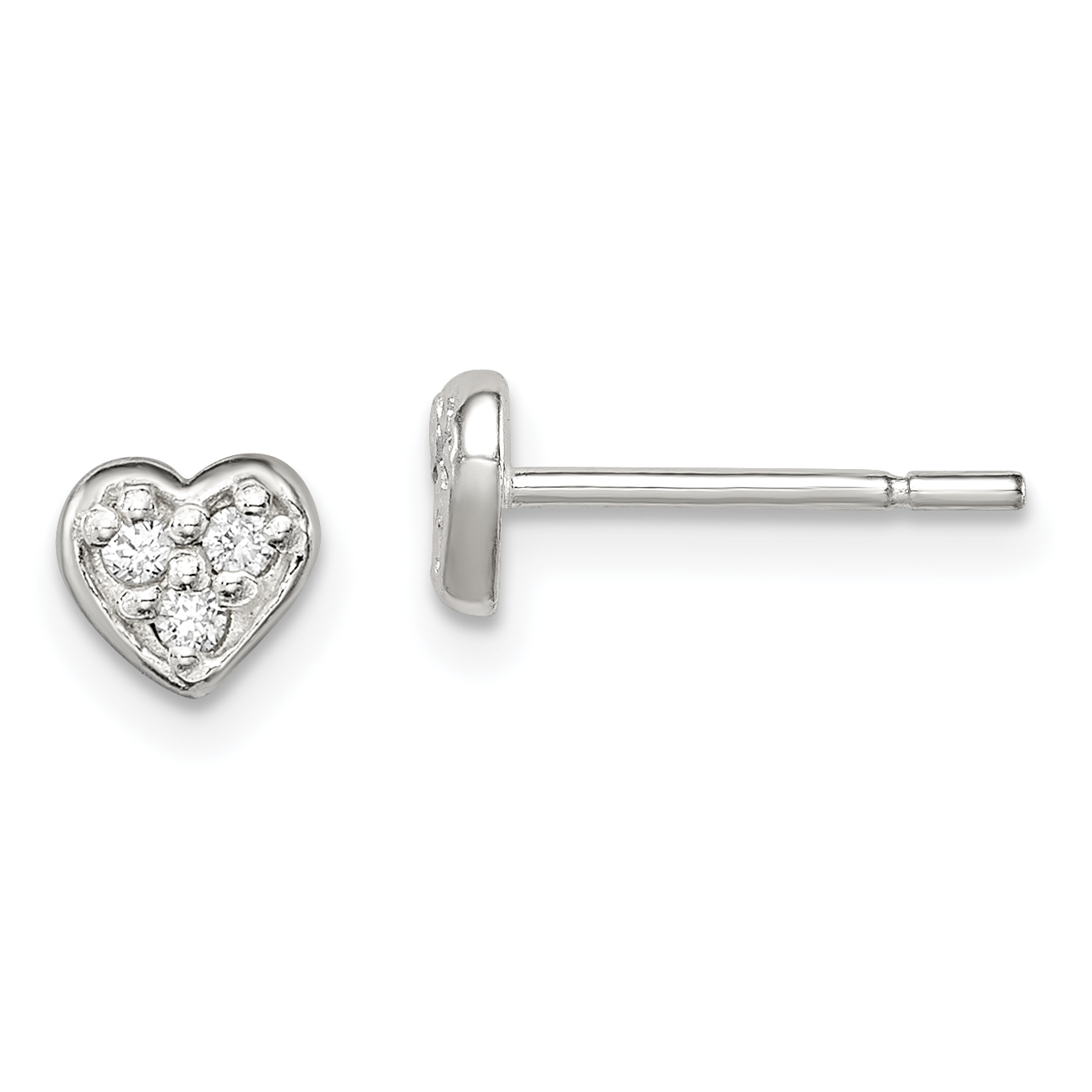 Sterling Silver Polished CZ Heart Children's Post Earrings (QE8620)
