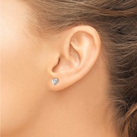 Sterling Silver Polished Heart Earrings with CZ Petite Post view 3