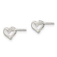 Sterling Silver Polished Open Heart Petite Post Earrings view 2